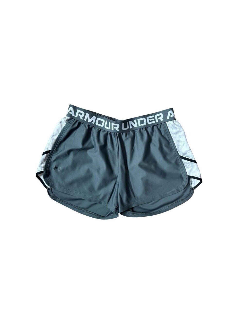 Under Armour Play Up Shorts Grey White Womens Medium Running Training Gym